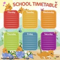 School schedule. Pattern with funny animals in a flat style. Baby dinosaurs Triceratops Royalty Free Stock Photo